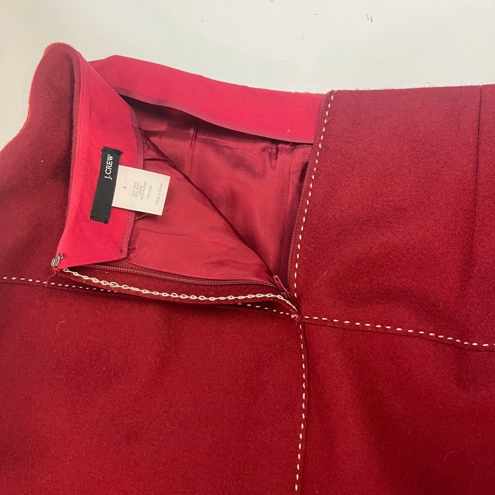 J Crew Burgundy Wool Nylon Blend Knee Length Skirt Pencil 6 - Picture 3 of 15
